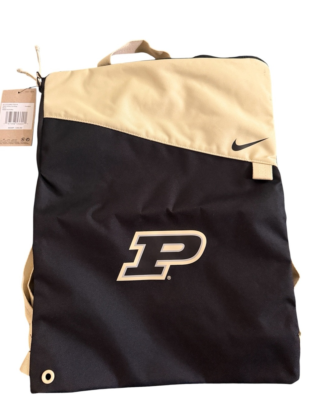 Nike Purdue Boilermakers Utility Training Gymsack. Black/Gold. NWT